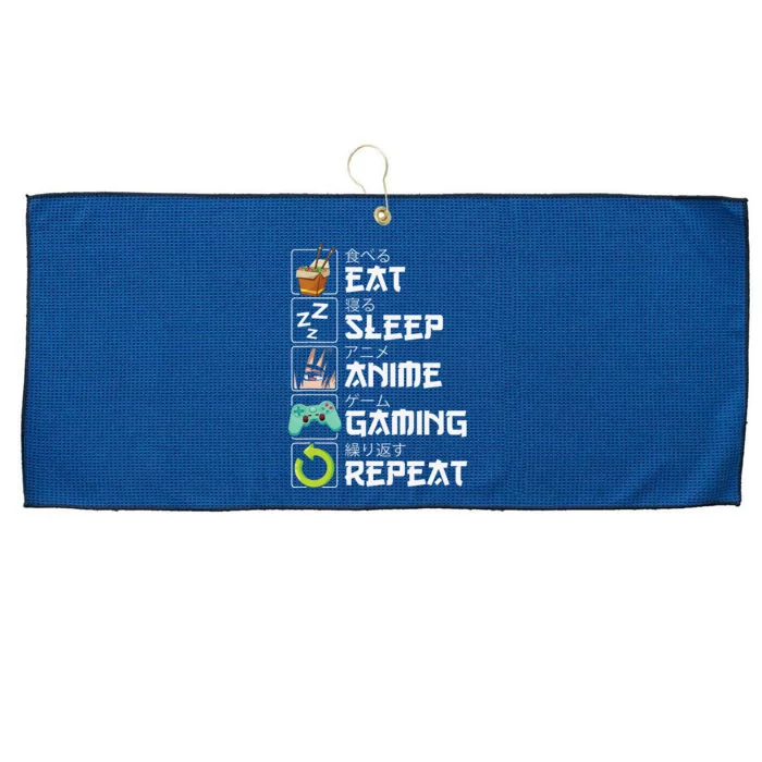 Eat Sleep Anime Gaming Repeat Kawaii Otaku Anime Manga Large Microfiber Waffle Golf Towel