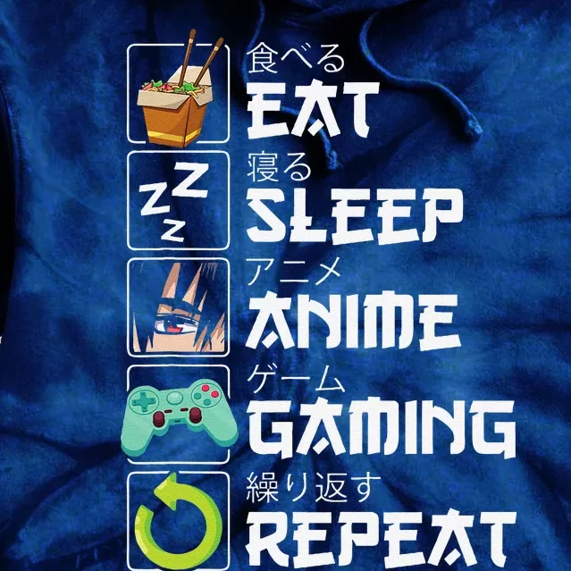 Eat Sleep Anime Gaming Repeat Kawaii Otaku Anime Manga Tie Dye Hoodie