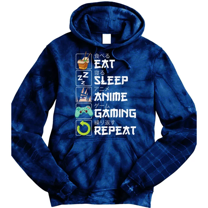 Eat Sleep Anime Gaming Repeat Kawaii Otaku Anime Manga Tie Dye Hoodie