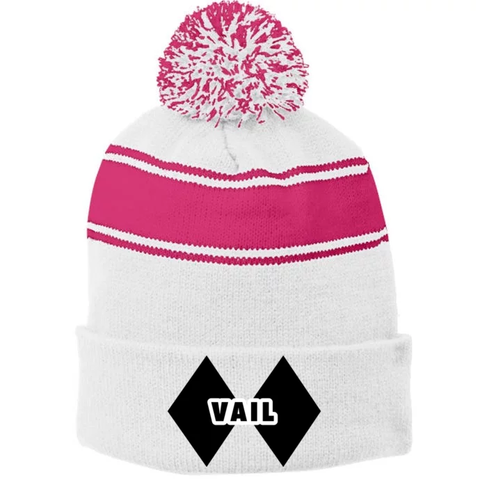 Extreme Ski At Vail Stripe Pom Pom Beanie