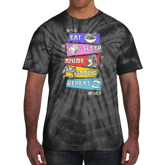 Eat Sleep Anime Gaming Repeat Otaku Gamer Japanese Anime Tie-Dye T-Shirt