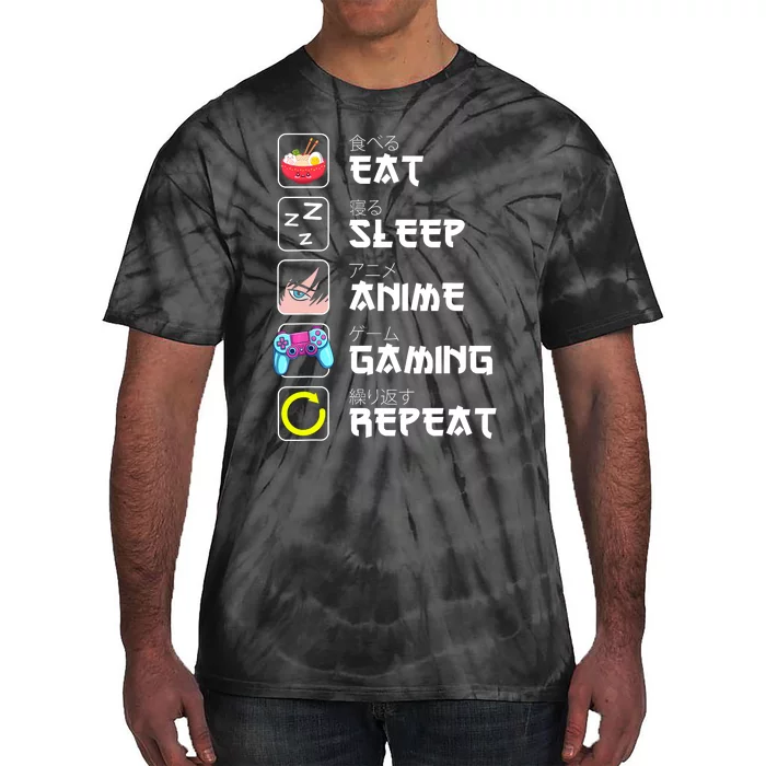 Eat Sleep Anime Gaming Repeat Japan Kawaii Manga Anime Gifts Tie-Dye T-Shirt