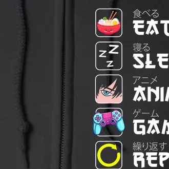 Eat Sleep Anime Gaming Repeat Japan Kawaii Manga Anime Gifts Full Zip Hoodie