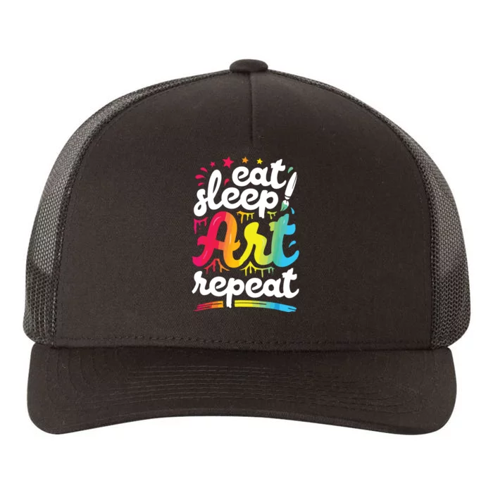 Eat Sleep Art Repeat Funny Artist Creative Gift Boy Yupoong Adult 5-Panel Trucker Hat