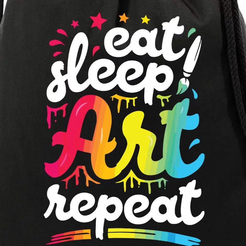 Eat Sleep Art Repeat Funny Artist Creative Gift Boy Drawstring Bag