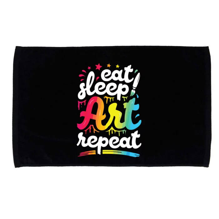 Eat Sleep Art Repeat Funny Artist Creative Gift Boy Microfiber Hand Towel