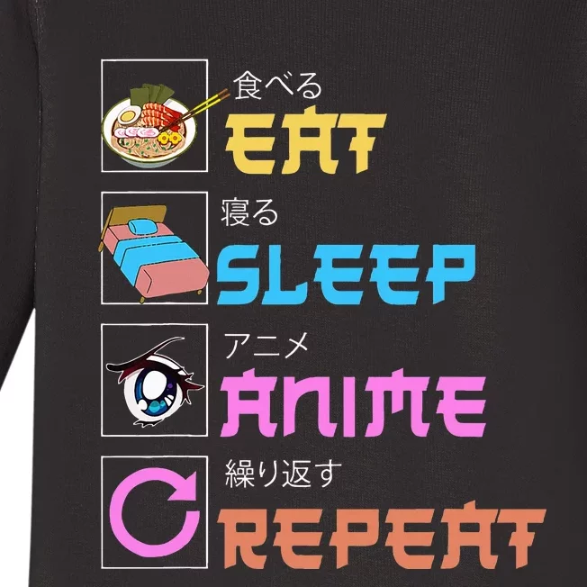 Eat Sleep Anime Repeat Anime Manga Baby Long Sleeve Bodysuit