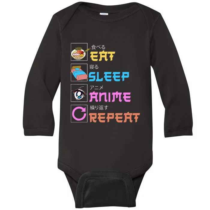 Eat Sleep Anime Repeat Anime Manga Baby Long Sleeve Bodysuit