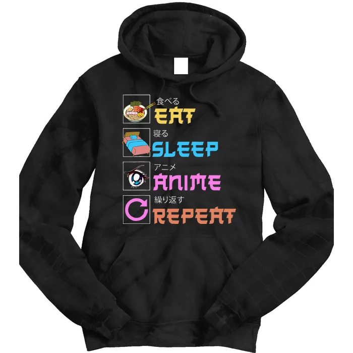 Eat Sleep Anime Repeat Anime Manga Tie Dye Hoodie