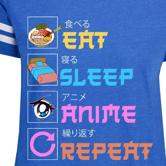 Eat Sleep Anime Repeat Anime Manga Enza Ladies Jersey Football T-Shirt