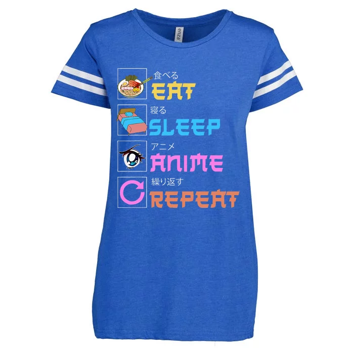 Eat Sleep Anime Repeat Anime Manga Enza Ladies Jersey Football T-Shirt