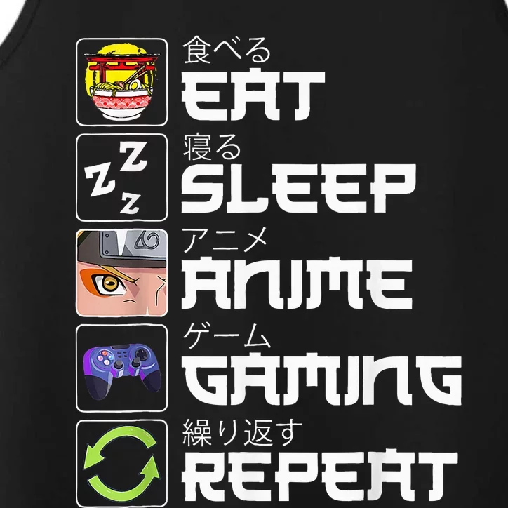 Eat Sleep Anime Gaming Repeat Kawaii Otaku Anime Manga Performance Tank