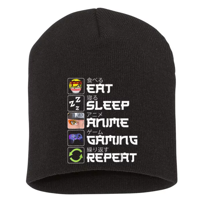 Eat Sleep Anime Gaming Repeat Kawaii Otaku Anime Manga Short Acrylic Beanie