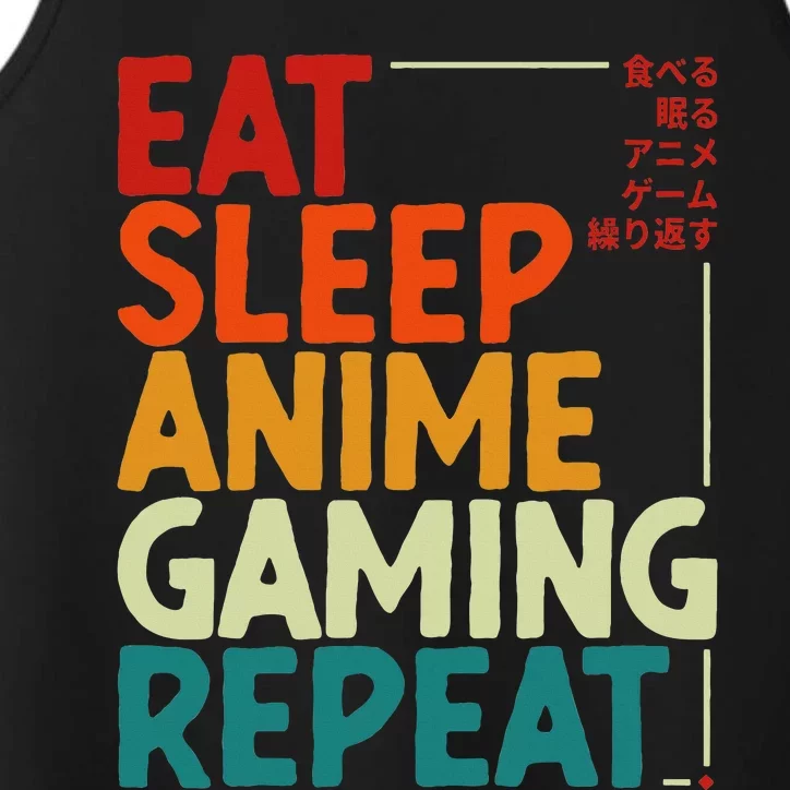 Eat Sleep Anime Gaming Repeat Otaku Gamer Japanese Anime Performance Tank