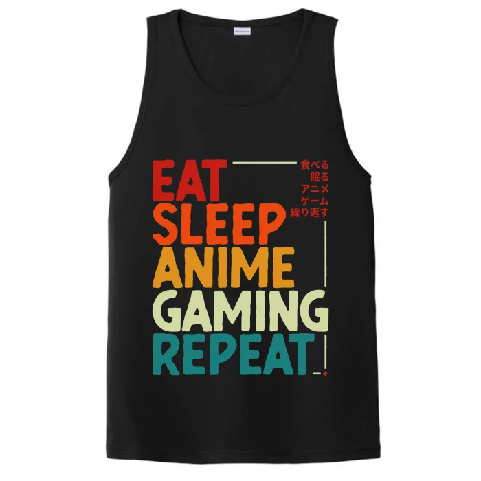 Eat Sleep Anime Gaming Repeat Otaku Gamer Japanese Anime Performance Tank