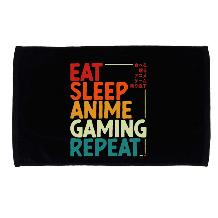 Eat Sleep Anime Gaming Repeat Otaku Gamer Japanese Anime Microfiber Hand Towel