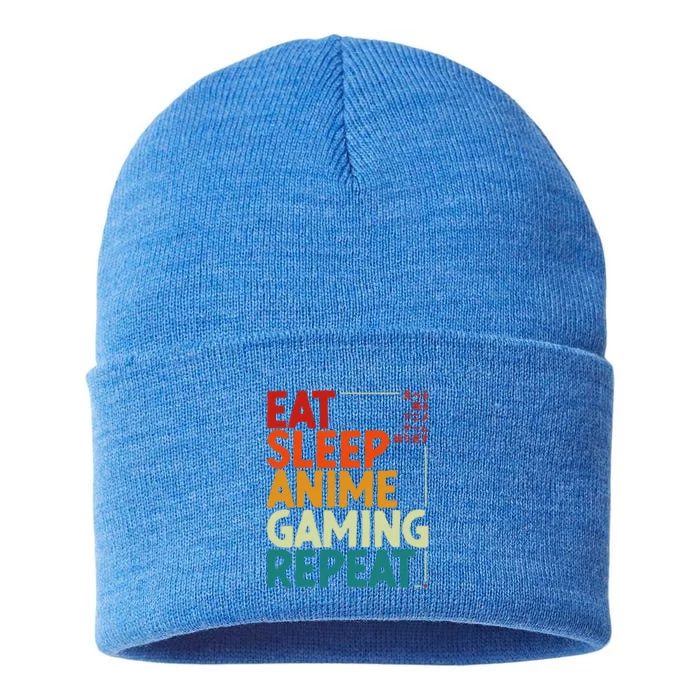 Eat Sleep Anime Gaming Repeat Otaku Gamer Japanese Anime Sustainable Knit Beanie