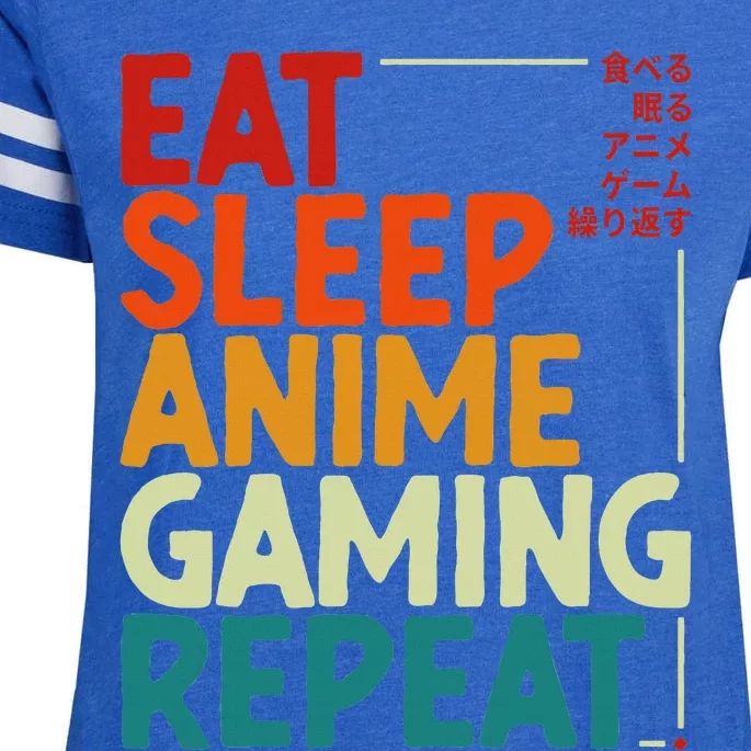 Eat Sleep Anime Gaming Repeat Otaku Gamer Japanese Anime Enza Ladies Jersey Football T-Shirt