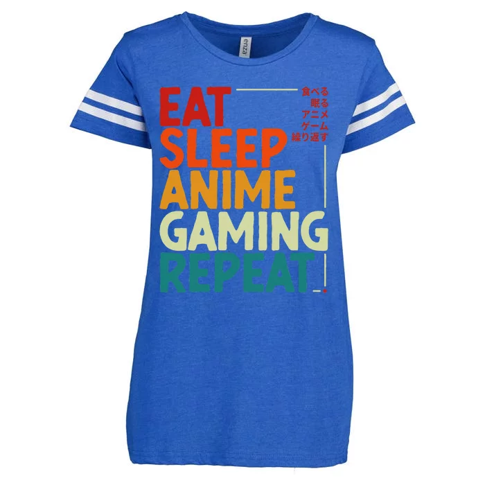 Eat Sleep Anime Gaming Repeat Otaku Gamer Japanese Anime Enza Ladies Jersey Football T-Shirt