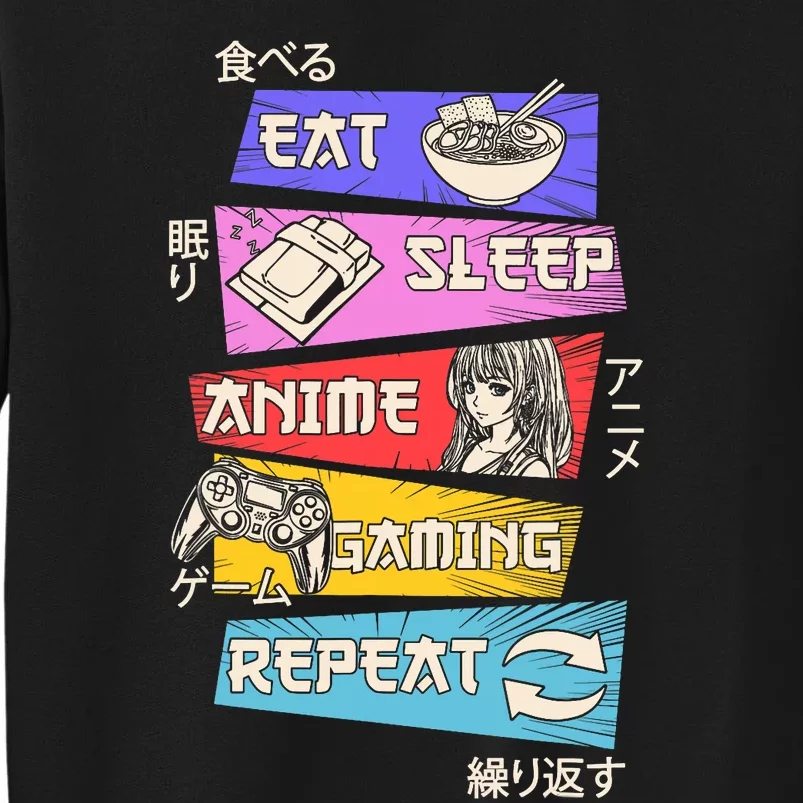 Eat Sleep Anime Gaming Repeat Otaku Gamer Japanese Anime Sweatshirt