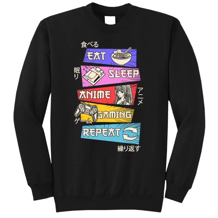 Eat Sleep Anime Gaming Repeat Otaku Gamer Japanese Anime Sweatshirt