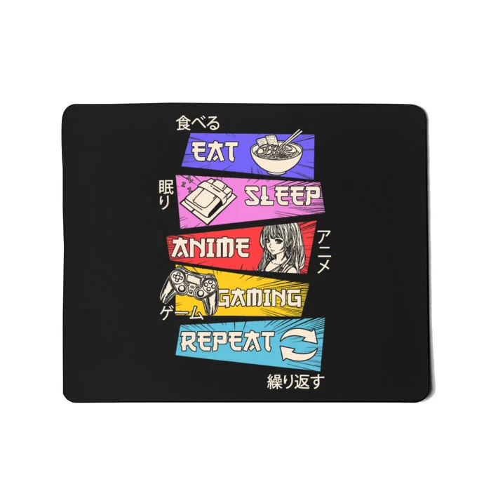 Eat Sleep Anime Gaming Repeat Otaku Gamer Japanese Anime Mousepad