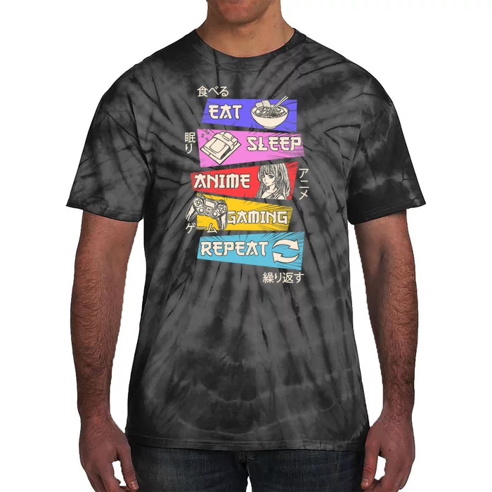 Eat Sleep Anime Gaming Repeat Otaku Gamer Japanese Anime Tie-Dye T-Shirt