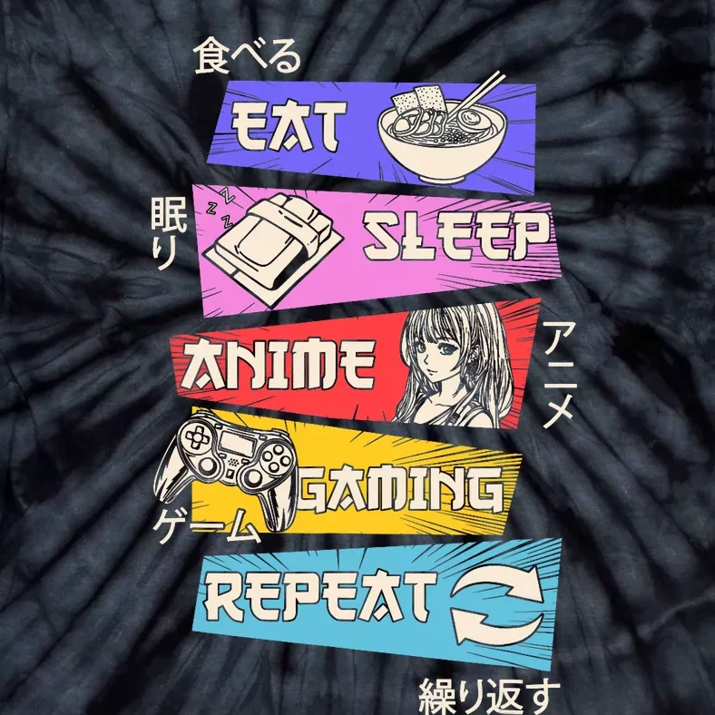 Eat Sleep Anime Gaming Repeat Otaku Gamer Japanese Anime Tie-Dye T-Shirt