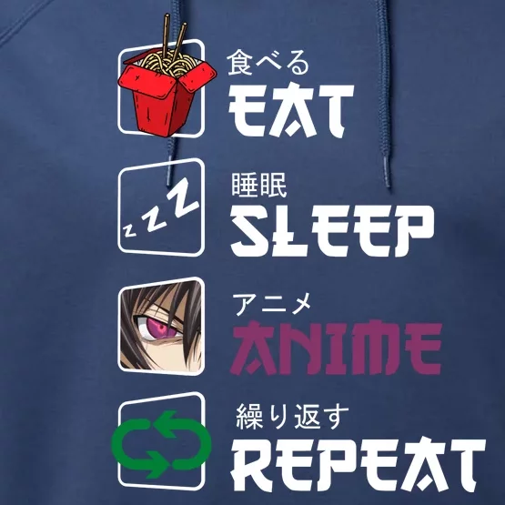 Eat Sleep Anime Repeat Performance Fleece Hoodie