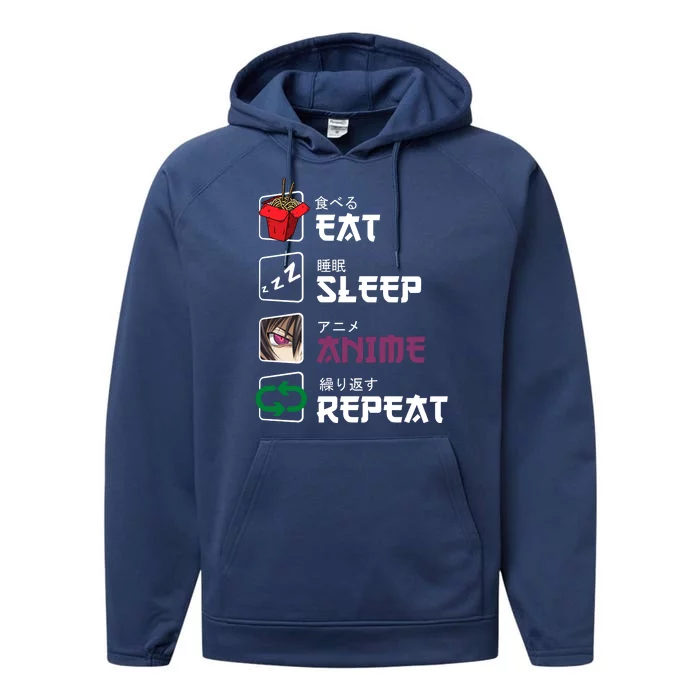 Eat Sleep Anime Repeat Performance Fleece Hoodie