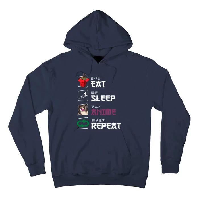 Eat Sleep Anime Repeat Tall Hoodie