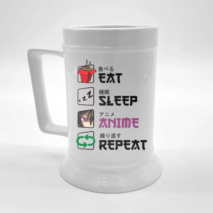 Eat Sleep Anime Repeat Front & Back Beer Stein