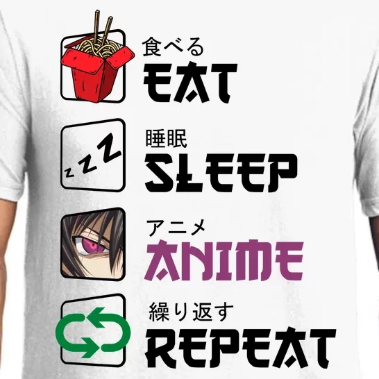 Eat Sleep Anime Repeat Pajama Set