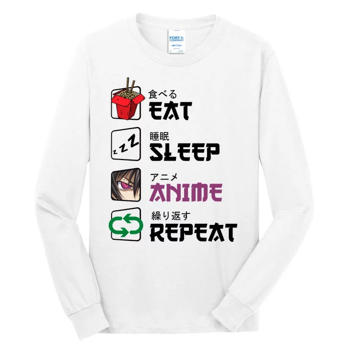 Eat Sleep Anime Repeat Tall Long Sleeve T-Shirt