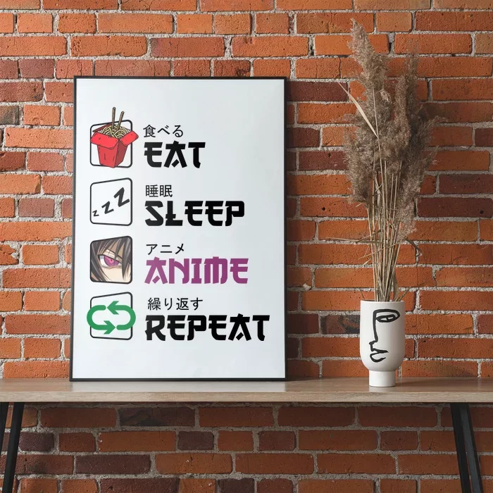 Eat Sleep Anime Repeat Poster