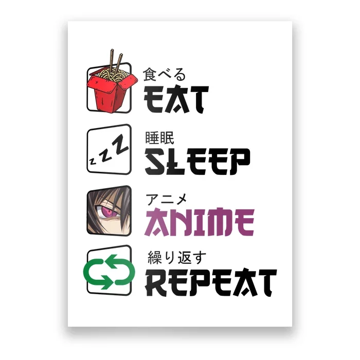 Eat Sleep Anime Repeat Poster