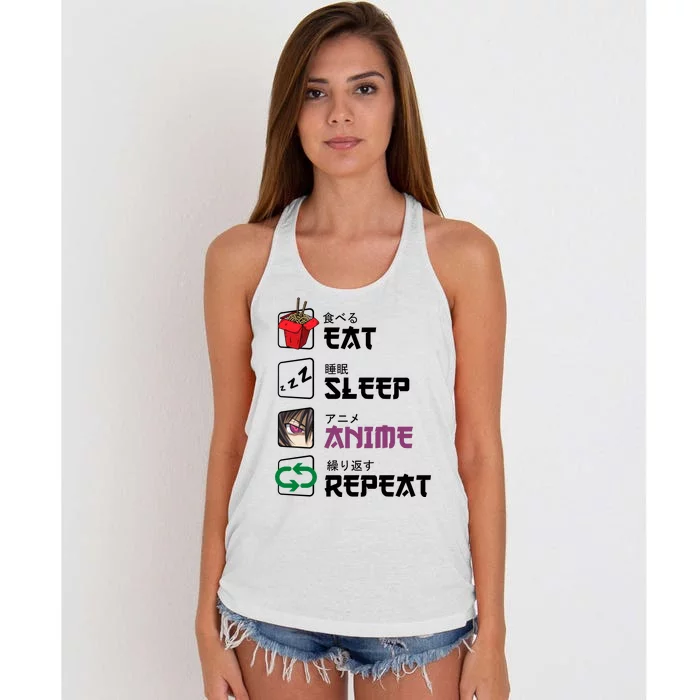 Eat Sleep Anime Repeat Women's Knotted Racerback Tank