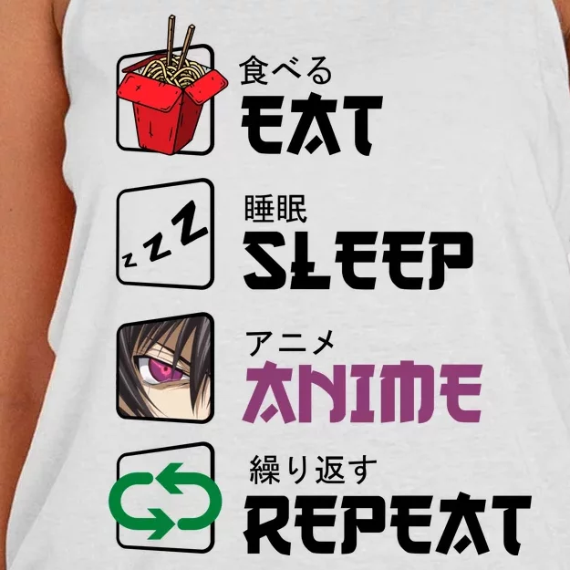 Eat Sleep Anime Repeat Women's Knotted Racerback Tank