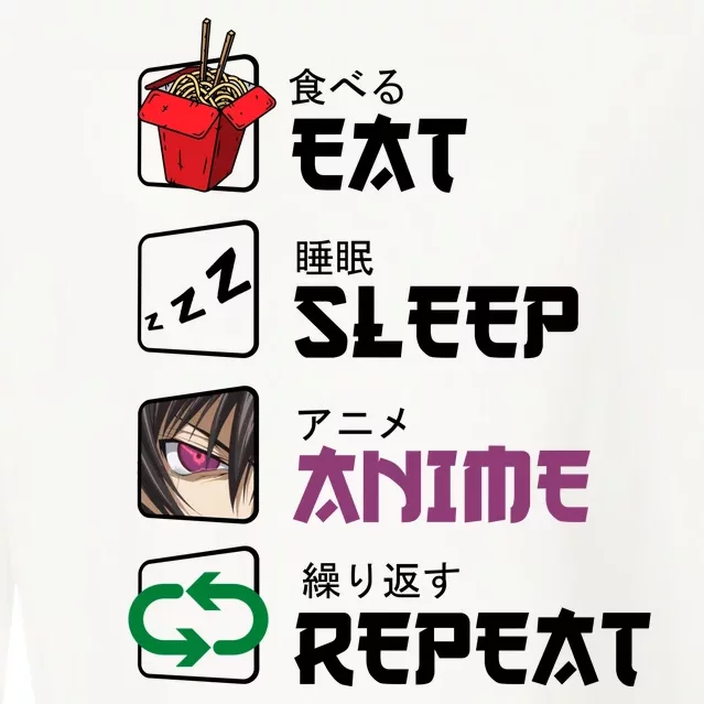 Eat Sleep Anime Repeat Cropped Pullover Crew