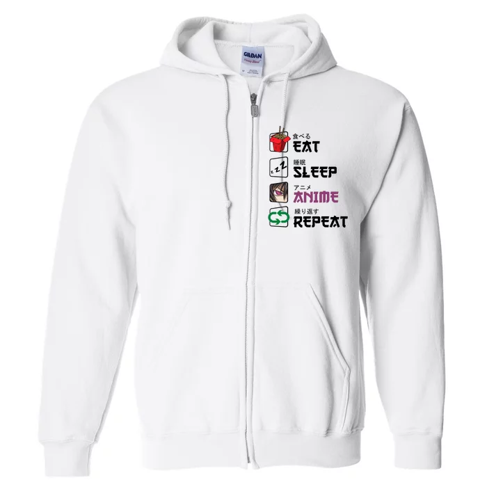 Eat Sleep Anime Repeat Full Zip Hoodie