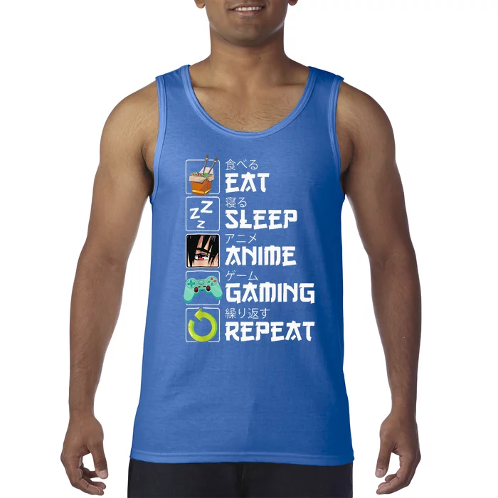 Eat Sleep Anime Gaming Repeat Kawaii Otaku Anime Manga Tank Top