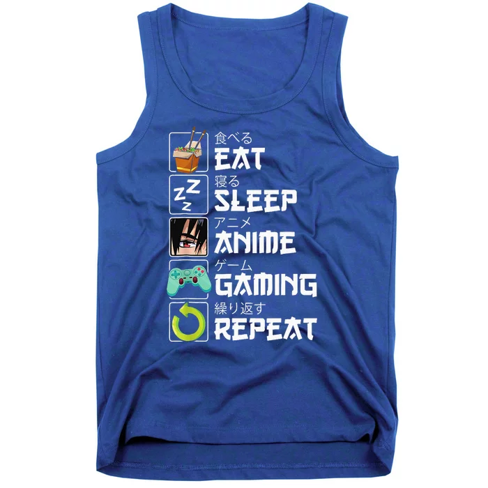 Eat Sleep Anime Gaming Repeat Kawaii Otaku Anime Manga Tank Top