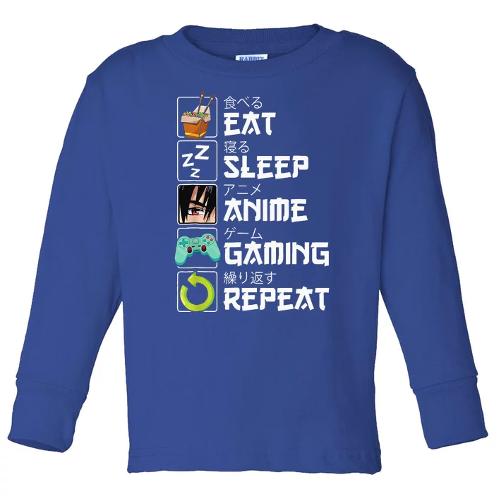 Eat Sleep Anime Gaming Repeat Kawaii Otaku Anime Manga Toddler Long Sleeve Shirt