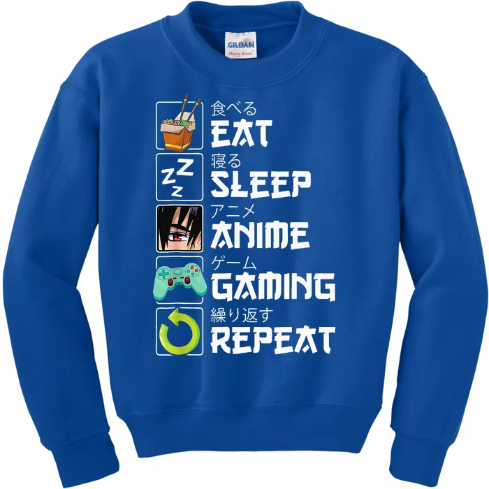 Eat Sleep Anime Gaming Repeat Kawaii Otaku Anime Manga Kids Sweatshirt