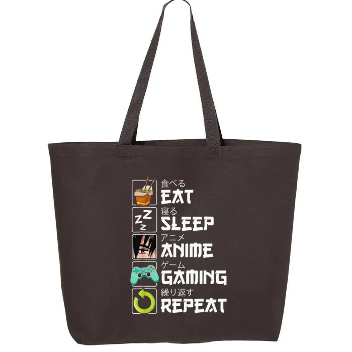 Eat Sleep Anime Gaming Repeat Kawaii Otaku Anime Manga 25L Jumbo Tote