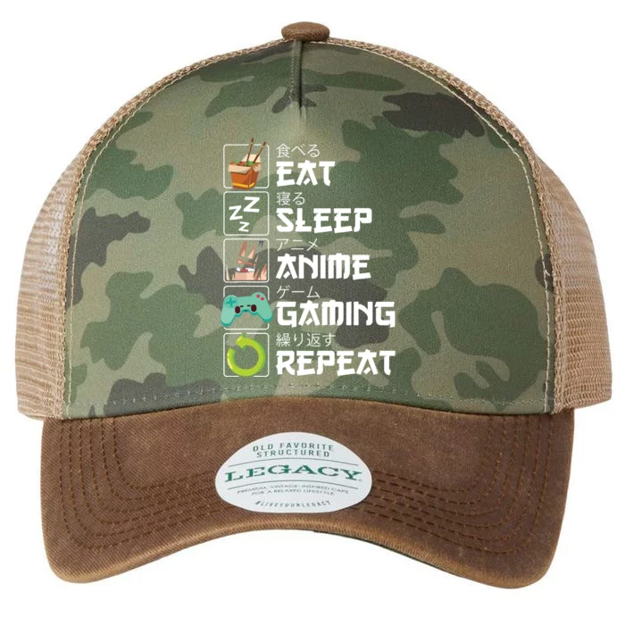 Eat Sleep Anime Gaming Repeat Kawaii Otaku Anime Manga Legacy Tie Dye Trucker Hat