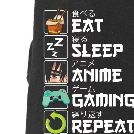 Eat Sleep Anime Gaming Repeat Kawaii Otaku Anime Manga Doggie 3-End Fleece Hoodie