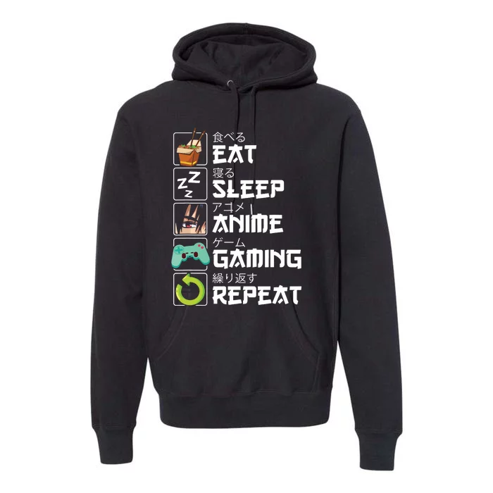 Eat Sleep Anime Gaming Repeat Kawaii Otaku Anime Manga Premium Hoodie