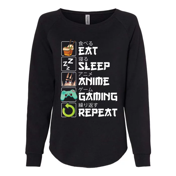 Eat Sleep Anime Gaming Repeat Kawaii Otaku Anime Manga Womens California Wash Sweatshirt