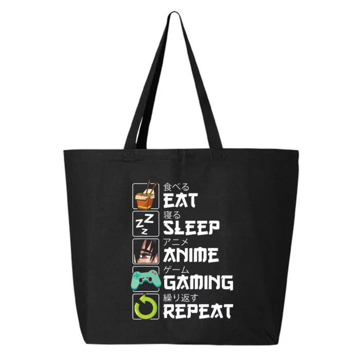 Eat Sleep Anime Gaming Repeat Kawaii Otaku Anime Manga 25L Jumbo Tote